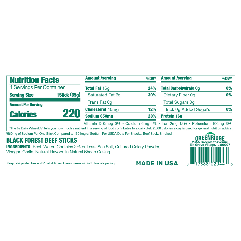 Greenridge Black Forest Beef Snack Stick