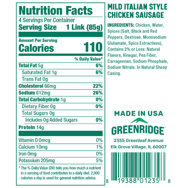 Mild Italian Style Chicken Sausage - Image 2