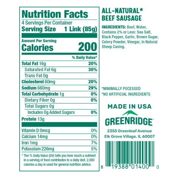 All-Natural Beef Sausage - Image 2